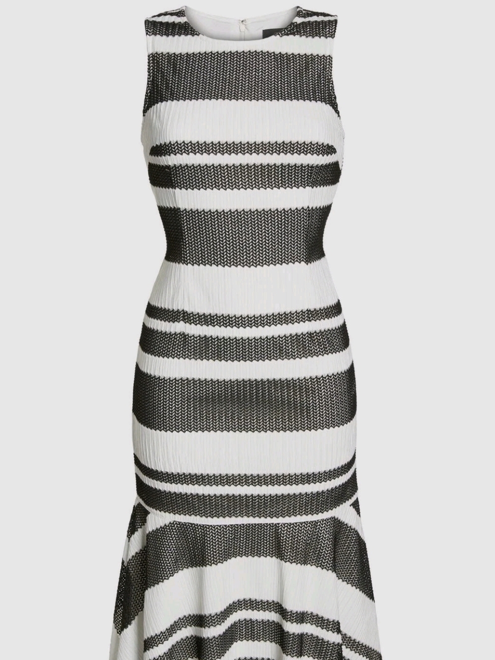 Adrianna Papell Kang Black and White Striped Trumpet Dress